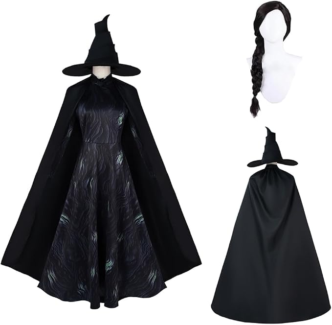 [NAGOFIREFLY] ウィキッド ふたり コスプレ衣装 ワンピース 王冠付き 帽子付き ウィッグ付き 魔女コスプレ 大人用 ドレス ハロウィン 変装 仮装 学園祭 文化祭 プレゼント ﻿